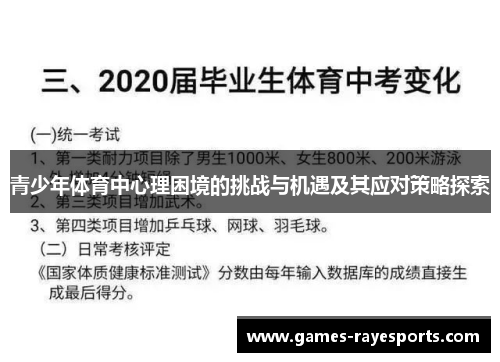 青少年体育中心理困境的挑战与机遇及其应对策略探索